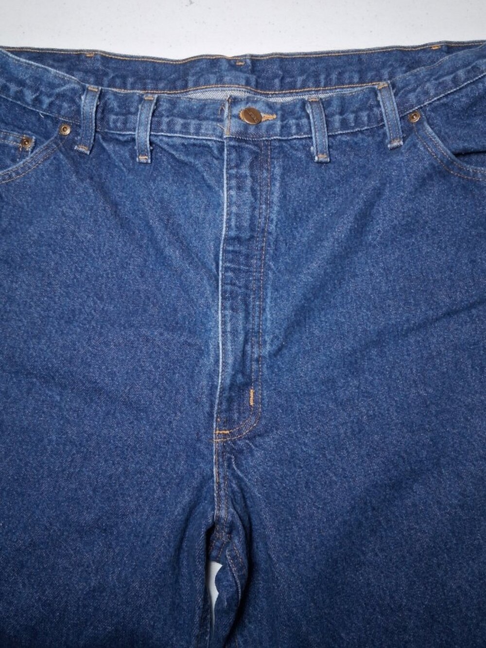 Carhartt Jeans Men 44x32 Workwear Work Pants Blue Jean Denim B17 DST - Picture 10 of 16